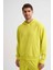 Kapüşonlu Uzun Kollu Erkek Sweatshirt - Sarı Sarı - S 4