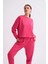 Uzun Kollu Kadın Crop Sweatshirt - Pembe Pembe - Xs 3