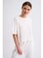 Regular Fit Kısa Kollu Kadın Crop Tişört - Ekru Ekru - L 2