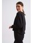 Uzun Kollu Kadın Crop Sweatshirt - Siyah Siyah - S 5