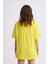 Regular Fit Kısa Kollu Kadın Tişört - Sarı Sarı - S 3