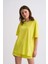 Regular Fit Kısa Kollu Kadın Tişört - Sarı Sarı - S 4