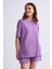 Regular Fit Kısa Kollu Kadın Tişört - Mor Mor - Xs 4