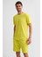 %100 Pamuk Kısa Kollu Erkek Tişört - Sarı Sarı - Xl 3