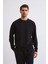 Uzun Kollu Yuvarlak Yaka Erkek Sweatshirt - Siyah Siyah - Xxl 4