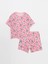 Bisiklet Yaka Bambi Baskılı Kısa Kollu Kız Çocuk Şortlu Pijama Takımı 1