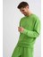 Organik Uzun Kollu Yuvarlak Yaka Erkek Sweatshirt Yeşil Yeşil Xxl 4