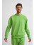 Organik Uzun Kollu Yuvarlak Yaka Erkek Sweatshirt Yeşil Yeşil Xl 3