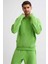 Organik Kapüşonlu Uzun Kollu Erkek Sweatshirt Yeşil Yeşil Xxl 4