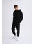 Organik Kapüşonlu Uzun Kollu Erkek Sweatshirt Siyah Siyah Xxl 4