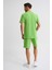 Organik Cepli Regular Fit Erkek Bermuda Şort Yeşil Yeşil Xxl 3