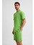 Organik Cepli Regular Fit Erkek Bermuda Şort Yeşil Yeşil Xxl 5