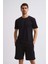 Organik Cepli Regular Fit Erkek Bermuda Şort Siyah Siyah Xxl 4