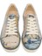 Kadın Vegan Deri Bej Sneakers - Watercolor and Sailors Tasarım 2