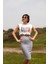 Beyaz Vatkalı Baskı Detaylı Crop T-Shirt 3