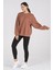 Giyim Basic Oversize Termal Sweatshirt Kahverengi 1