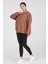 Giyim Basic Oversize Termal Sweatshirt Kahverengi 2