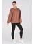 Giyim Basic Oversize Termal Sweatshirt Kahverengi 3
