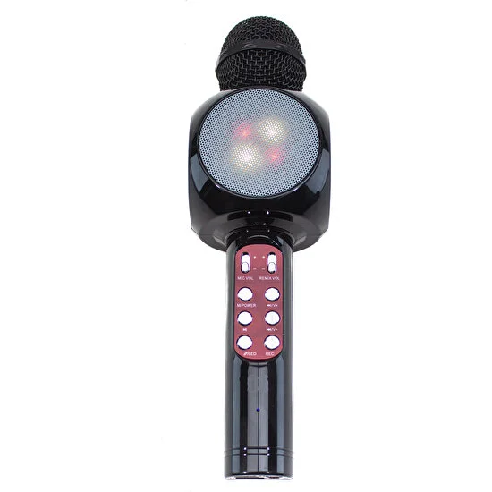 Erzi Karaoke  Mikrofon Bluetooth'lu Işıklı Şarjlı Süper Karaoke Siyah