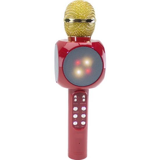 Erzi Karaoke  Mikrofon Bluetooth'lu Işıklı Şarjlı Süper Karaoke Red