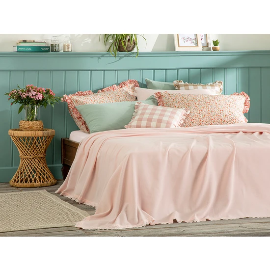 English Home Elegancy Fistolu Çift Kişilik Pike 200 x 220 cm Pembe