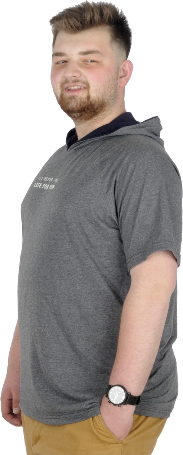 ModeXL Büyük Beden T-Shirt Kapşonlu For Fun 22175 Antramelanj görsel 3