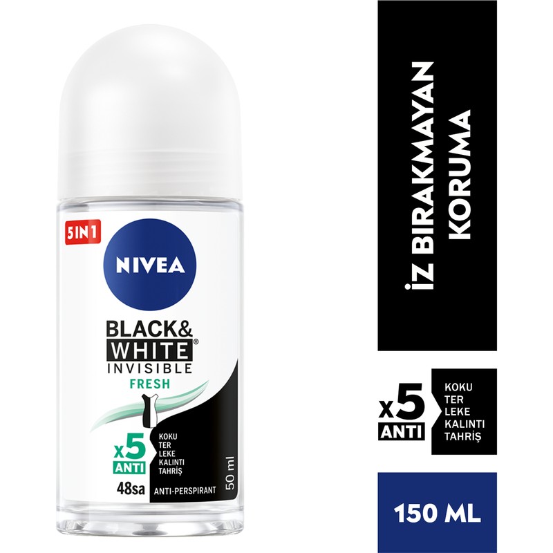 Nivea Kadın Roll-on Deodorant Black&White Invisible Fresh 50 ml İz Bırakmayan Koruma