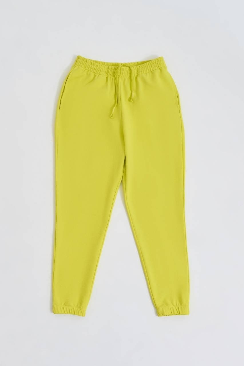 RECOLOR Cepli Regular Fit Bağcıklı Kadın Eşofman Altı - Sarı Sarı - L görsel 2