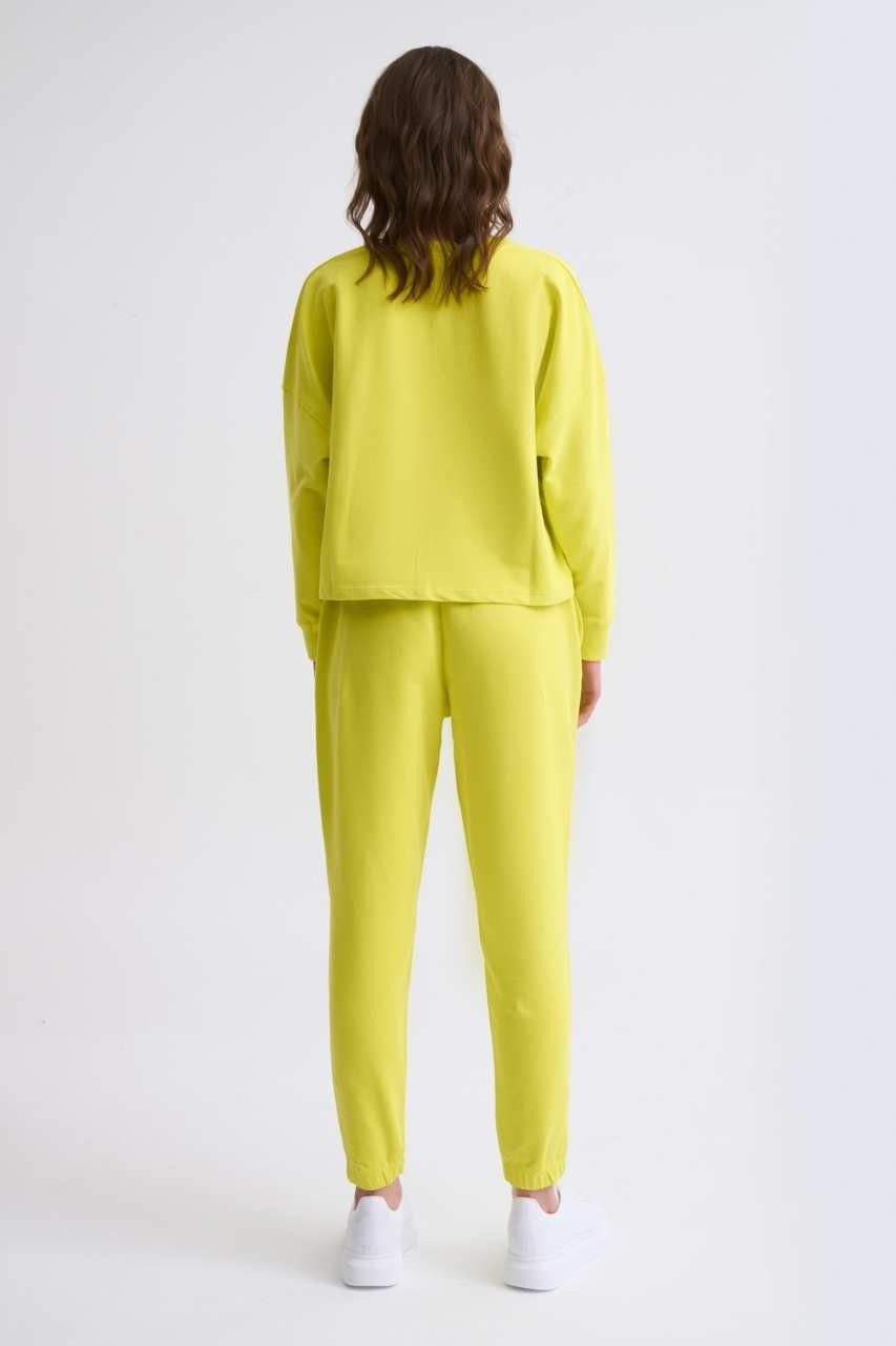 RECOLOR Cepli Regular Fit Bağcıklı Kadın Eşofman Altı - Sarı Sarı - L görsel 3