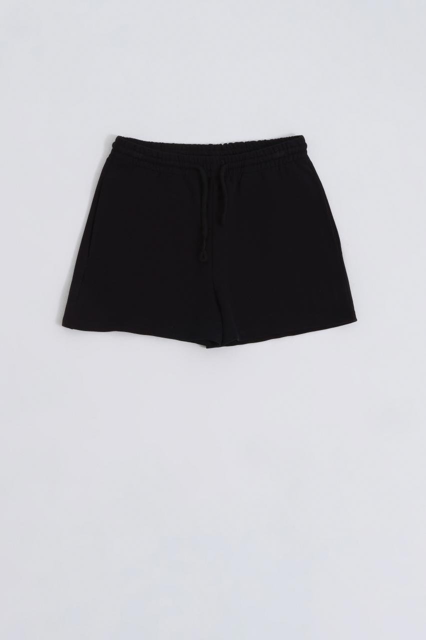 RECOLOR Cepli Regular Fit Bağcıklı Kadın Şort - Siyah Siyah - Xl görsel 2