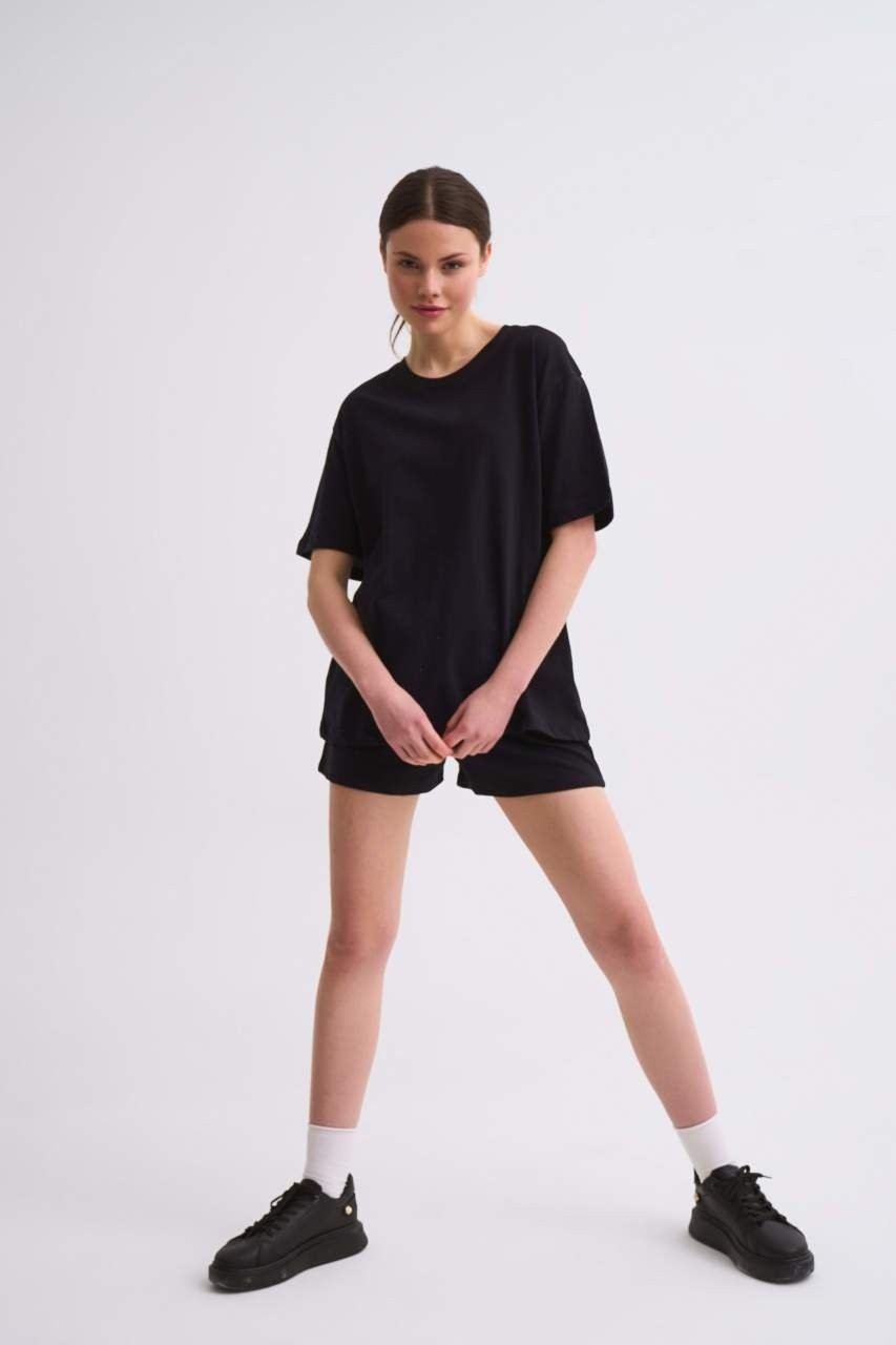 RECOLOR Cepli Regular Fit Bağcıklı Kadın Şort - Siyah Siyah - Xl görsel 5