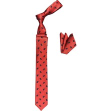 Cengiz İnler Minik Şal Desen Mendilli Mikrofiber Erkek Kravat Aksesuar