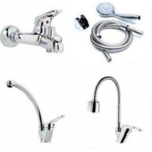 Elmina Armatür Mutfak Lavabo Banyo Musluğu Çeşmesi Bataryası Duş Alosu 4 Lü Set