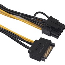 Alfais 5062 Sata To 6+2 Pin 8 Pin Ekran Kartı Power Çevirici Kablo Bakır 20CM