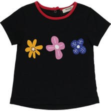 Panço Kız Bebek T-Shirt 0 - 6 Ay Kısa Kol Günlük Stil Grafik Desen ile Rahat Kullanım
