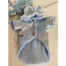 GedyCo Mavi Içi Peluşlu Parlak Su Geçirmez Köpek Montu