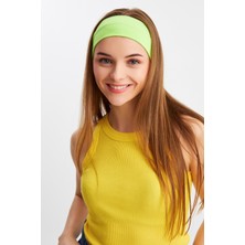 Butikgiz Fıstık Yeşil Kadın Pamuklu Penye, Kaymaz, Terletmez, Ultra Hafif, Spor Saç Bandı Bandana