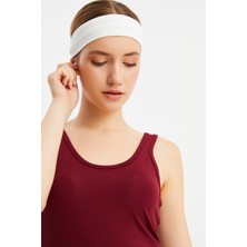 Butikgiz Beyaz Kadın Pamuklu Penye, Kaymaz, Terletmez, Ultra Hafif, Spor Saç Bandı Bandana