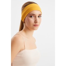 Butikgiz Hardal Kadın Pamuklu Penye, Kaymaz, Terletmez, Ultra Hafif, Spor Saç Bandı Bandana