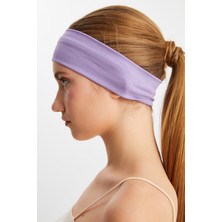 Butikgiz Lila Kadın Pamuklu Penye, Kaymaz, Terletmez, Ultra Hafif, Spor Saç Bandı Bandana