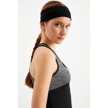 Butikgiz Siyah Kadın Pamuklu Penye, Kaymaz, Terletmez, Ultra Hafif, Spor Saç Bandı Bandana