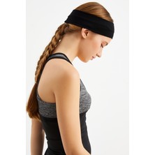 Butikgiz Siyah Kadın Pamuklu Penye, Kaymaz, Terletmez, Ultra Hafif, Spor Saç Bandı Bandana