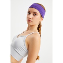 Butikgiz Mor Kadın Pamuklu Penye, Kaymaz, Terletmez, Ultra Hafif, Spor Saç Bandı Bandana