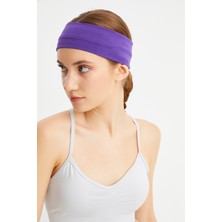 Butikgiz Mor Kadın Pamuklu Penye, Kaymaz, Terletmez, Ultra Hafif, Spor Saç Bandı Bandana