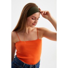 Butikgiz Haki Kadın Pamuklu Penye, Kaymaz, Terletmez, Ultra Hafif, Spor Saç Bandı Bandana