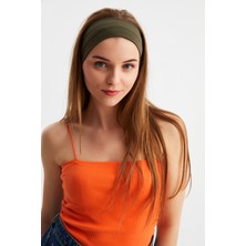 Butikgiz Haki Kadın Pamuklu Penye, Kaymaz, Terletmez, Ultra Hafif, Spor Saç Bandı Bandana