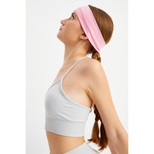 Butikgiz Pembe Kadın Pamuklu Penye, Kaymaz, Terletmez, Ultra Hafif, Spor Saç Bandı Bandana