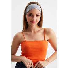 Butikgiz Açık Gri Kadın Pamuklu Penye, Kaymaz, Terletmez, Ultra Hafif, Spor Saç Bandı Bandana