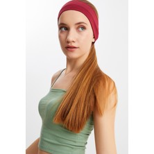 Butikgiz Bordo Kadın Pamuklu Penye, Kaymaz, Terletmez, Ultra Hafif, Spor Saç Bandı Bandana