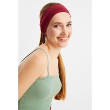 Butikgiz Bordo Kadın Pamuklu Penye, Kaymaz, Terletmez, Ultra Hafif, Spor Saç Bandı Bandana